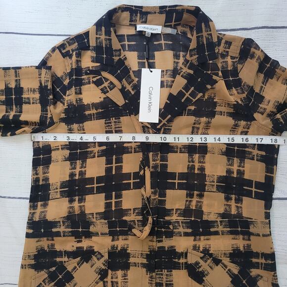 Calvin Klein Size XS NEW Contemporary Sheer Button Up Blouse Front Patch Pockets - Picture 6 of 10